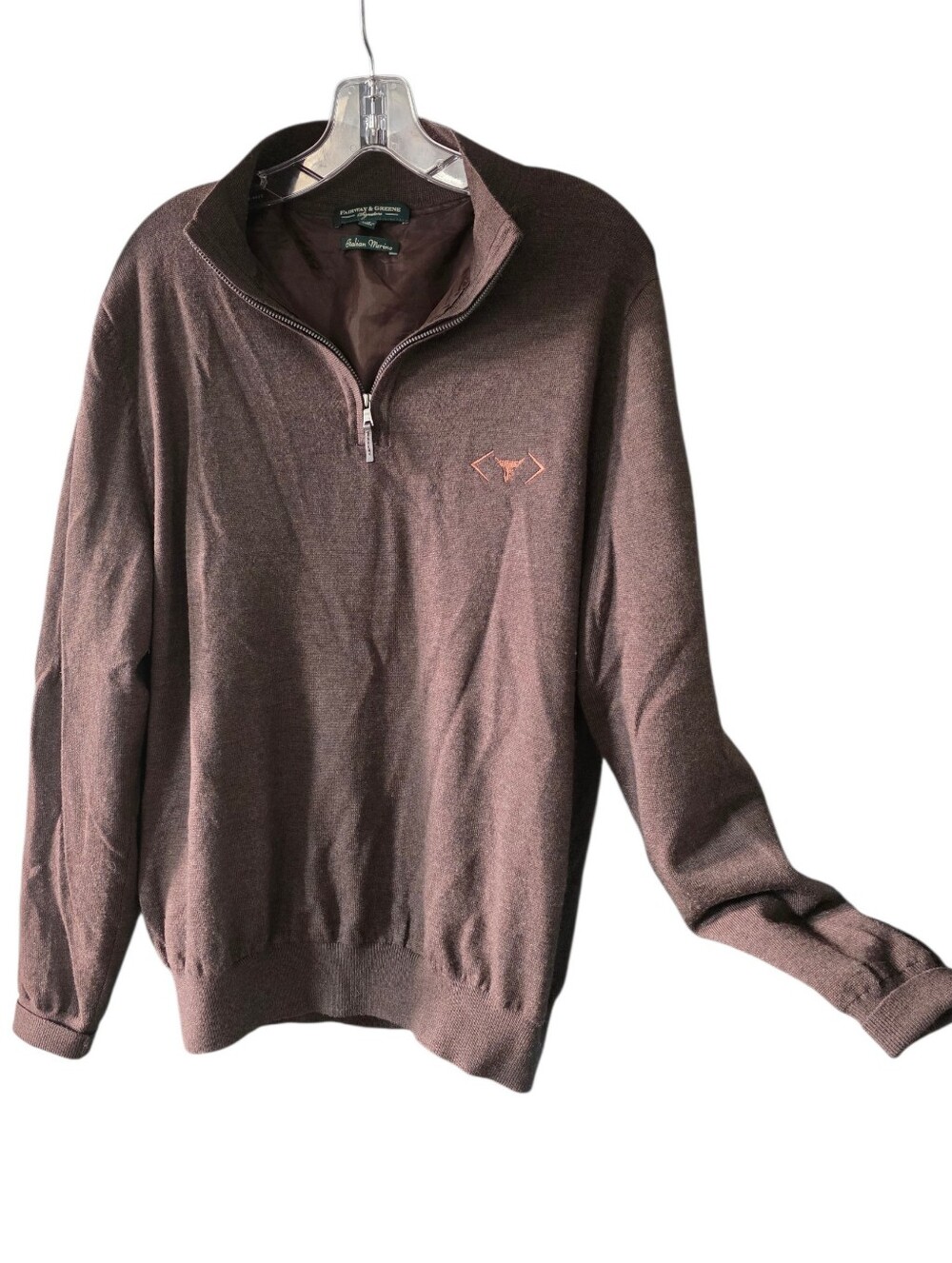 Fairway & Greene Men's Brown Quarter-Zip Pullover Sweater Size Medium